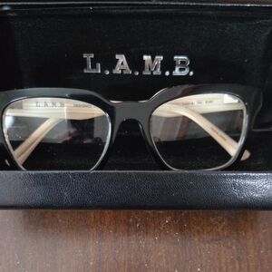 L.A.M.B. Black Front with Cream Temples Rectangular Eyeglass Frames